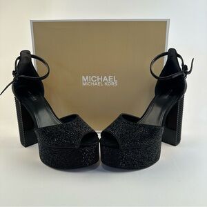 Michael Kors Black Maxine Crystal Embellished Platform Sandal